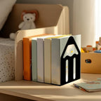 Peacoblue Metal Bookends for Shelves, Modern Decorative Heavy Duty Study Book Ends Stoppers for Office, Desk, Shelf, Room 5.3"x4.3"x7.9" Cast Iron Simple Tall Bookends 1 Pair (Pencil) - style: Pencil