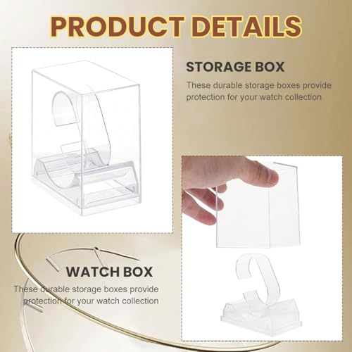 erioctry 2 Pack Watch Display stand Case Clear Plastic Single Watch Holder Box Storage Organizer for Jewelry Collection