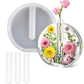 Large Vase Resin Molds, Round Silicone Molds for Epoxy Resin, Deep Resin Mold for Flowers w/3 Test Tubes, 3D Resin Art Molds for Flowers Preservation, DIY Gifts, Wedding Valentine Home Decors - size: Round