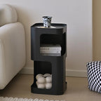 Modern Side Table,Small end Table for Small Spaces,Metal nightstand with Storage Shelf,Space-Saving Bedside Table Accent Table Drink Tables for Living Room,Bedroom.No Assembly Required - color: Black Trumpet