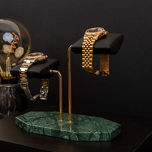 LYS&LYX Watch stand watch display stand watch holder watch Handcrafted watch holder (2-green/glod/black) - color: green/glod/black