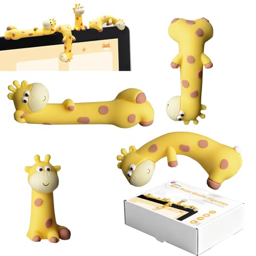 4 Pcs Mini Resin Giraffe Figurines,Cute Figurine Computer Monitor Decor, Cute Duck Statues for Office Desk, Car Dashboard,Funny Desk (Giraffe) - color: Giraffe