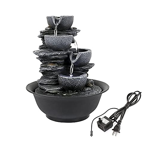 10.6inch Rock Indoor Water Fountain Zen Meditation Tabletop Fountain with LED Light for Home Office Bedroom - color: 10 3/5"_1