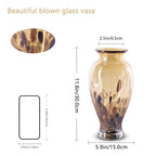 Hand Blown Glass Vase 11.8" Tall Beautiful Amber Gold Sea Wide Mouth Bud Vase for Table Centerpiece, Painted Colorful Murano Glass Flower Vases for - Home Entrance Wedding Center - color: Electrum