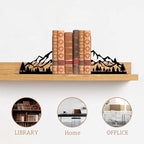 Mountain and Pine Tree Metal Bookends, Cabin Decor, Mountain Decor, Unique Bookends, Decorative Bookends for Home Farmhouse Office Desk Shelf Bookshelf Rustic Room Decor(Tree)