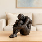 Sagebrook Home Modern Glam Resin Sculpture - Thoughtful Seated Figurine - Polyresin Metallic Bronze Finish - Elegant Home & Office Decor - Artful Accent for Living Room & Bedroom - 16" Bronze - size: 13.0" H