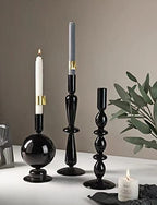 Candle Stick Candle Holder, Glass Candle Holders for Table Centerpiece, Modern Style Black Candle Holder Mixed 4pcs - color: Black