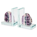 Two's Company Fluorite Quartz Crystal Bookends, 9.5-Inch, Set of 2