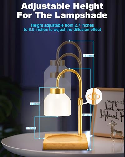 Candle Warmer Lamp with Timer - Upgraded Wax Warmer Lamp with Dimmable, Adjustable Height - Electric Candle Burner for Any Size Jar, Ideal Gift (White) - color: White