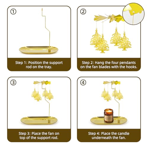Carousel Candle Holder - Spinning Rotary Holder with Tray for Jar Candles Scented & Tea Lights, Unique Home Decor Gifts for Christmas Party, Valentine's Decor, Table Centerpiece(Christmas Tree) - color: Christmas Tree