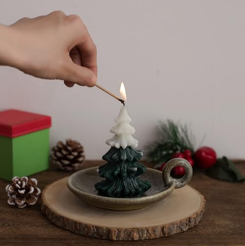 1pack Vintage Ceramic Candle Holders with Handle, Round Farmhouse Ceramic Plate Tray,Sage Holder for Burning,Incense Holder for Meditation Room Home Decor(Green) - color: Green