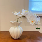 EspoirLuv-White Ceramic Vase for Pampas Grass – 6.69” Flower Vase, Table Centerpiece for Living Room, Shelf & Home Decor