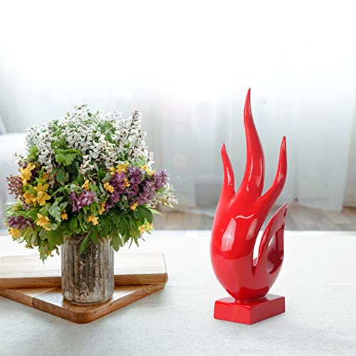 DreamsEden Abstract Fire Sculpture, Resin Art Table Decoration Ornaments Modern Home Decor Accent (Red) - color: Red
