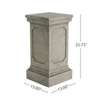 Christopher Knight Home Classic Square Flower Stand 25.75" Pedestal Plant Stand Indoor Outdoor Display Table for Ferns Orchids Sculptures with MGO Construction Brushed Finish, Light Gray - size: 25.75"