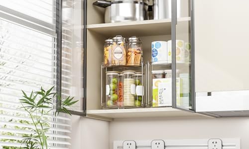 Yieach Clear 360 Rotating Bathroom Counter Organizer,2 Tier Spinning Perfume Organizer and Makeup Tower for Lotion,Hair,Face Skincare Beauty Products,Tiered Lazy Susan and Makeup Organizers for Vanity - style: Round