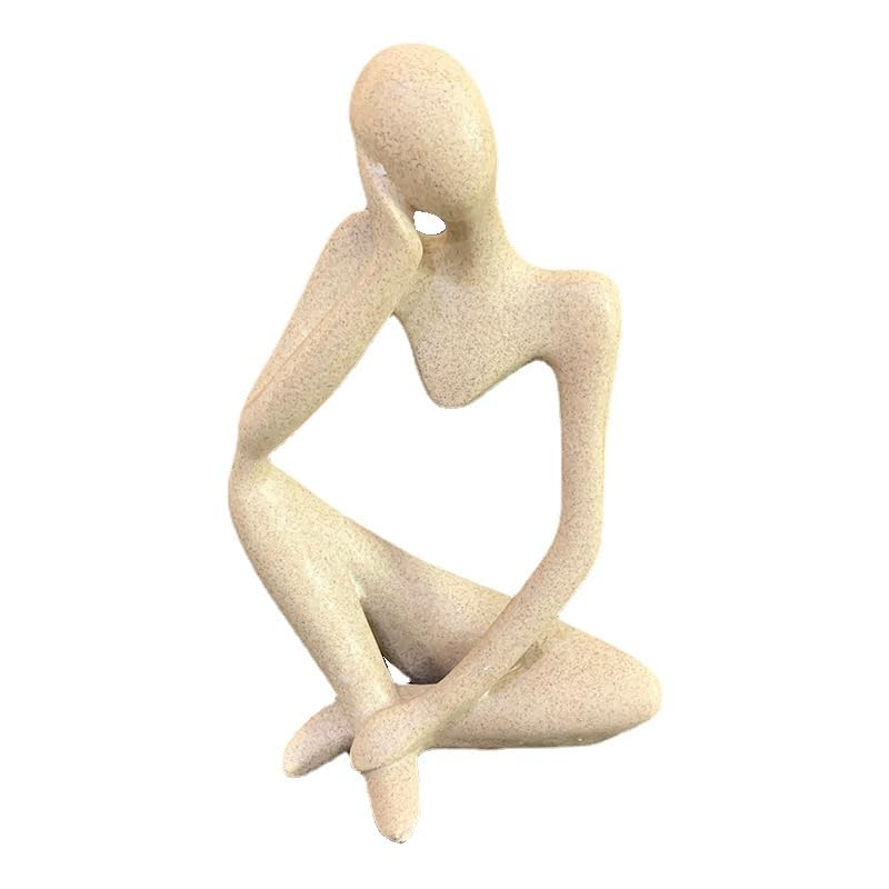 1pcs Sandstone Resin Thinker Style Abstract Sculpture Statue, Figurines Home Office Bookshelf Desktop Decor