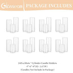 Glasseam Hurricane Pillar Candle Holder Bulk 24, Clear Candle Holders for Pillar Candles, Glass Cylinders for Floating Candles, Modern Floating Candle Vases for Centerpieces Wedding Dining Home Decor