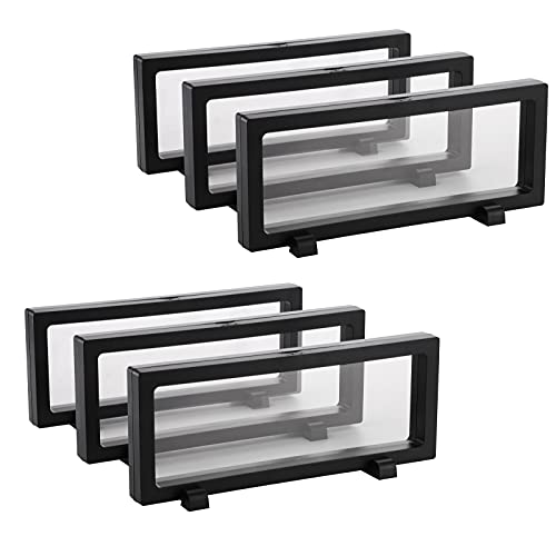 Dicunoy 6 PCS 3D Floating Display Case, Coins Display Stand Holder for Jewelry, Large Suspension Money Frame Box for Dollar Bill, Medallions, Fossils, Rocks, Stamps, 9" x 3.54" x 0.75"