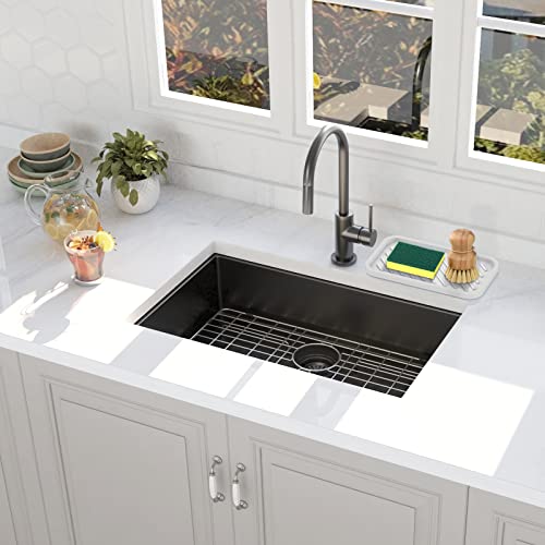EG-SIPRO Silicone Sponge Holder, Large 10" Kitchen Sink Organizer Tray, Sponge Caddy, Dish Soap Holder, Scrubber, Soap Dispenser, Scouring Pad - color: C-wh, size: 10x5.1inch