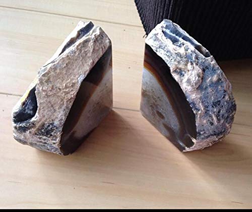 JIC Gem Natural Agate Bookends Decorative geode Book Ends for Heavy Books with Rubber Bumpers for Shelves and Office Decoration 1 Pair(4 to 6 Lbs) - color: Natural, size: 4-6lbs.