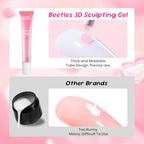 Beetles Pink 3D Nail Sculpting Gel for 3D Gel Nail Art, 15ml Professional Pink Sculpt Gel Easy One-Step Shaping No Wipe U V/LED Cure for DIY Salon Gifts for Women - color: 4-Pink 3D Gel Nail Art