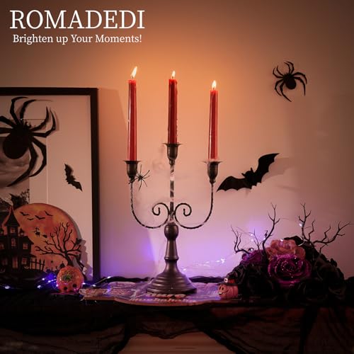 Romadedi Candelabra Black Candle Holders: 3 Arm Halloween Candlestick Holder 11.8" Gothic Home Decor for Party Table Centrepiece Mantel Christmas, Set of 2 - color: Black-3arm, size: 2pcs