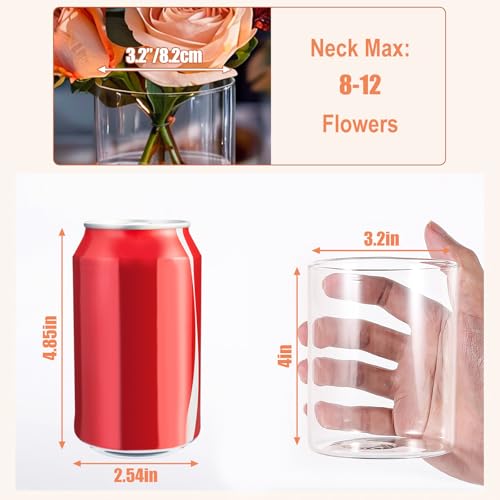 UPBUD 4 Inch Small Glass Cylinder Vases for Centerpieces | 12pcs Clear Flower Vase for Wedding Decorations, Floating Candle Vases in Bulk, Hurricane Candle Holders for Table, Home Décor - color: 4 Inch