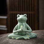 OwMell Ceramic Zen Frog Decor, Ceramic Yoga Pose Meditation Frog Staute for Home Zen Decoration - Prayer - style: Prayer