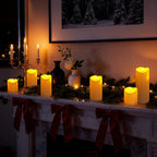 Raycare 3"x4"6" 8" Outdoor Waterproof Flameless Candles, Battery Operated LED Candles with Remote Control and Timer, Electric Fake Plastic Pillar Candles, Ivory White, Set of 3 - color: D3"xH4"6"8"-Ivory White