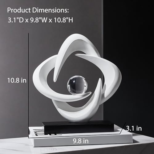 FJS Abstract Art Statues for Home Decor, White 4 Pointed Star Sculpture, 10.8" H Modern Coffee Table Bookshelf Decor Accents, Decorations for Living Room Dining Room Office Hotel (White) - color: B-white