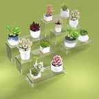 6 PCs Risers Display Stands 3 Tiers Desktop Acrylic Shelves Cake Dessert Holder Products Stand for Collectibles Shoes Jewels Pop Figure (Clear) - color: Clear
