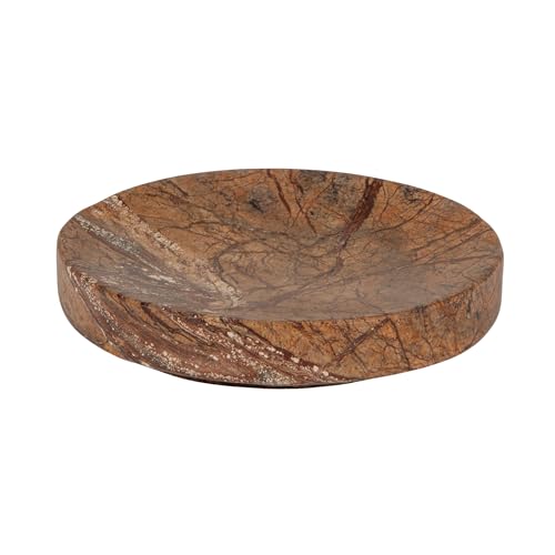 Creative Co-Op Marble Round Soapdish, Brown - color: Brown