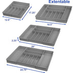 Simple Houseware Expandable Kitchen Drawer Flatware Organizer, Gray – Adjustable Cutlery Tray with 9 Compartments for Utensils and Silverware - color: Gray