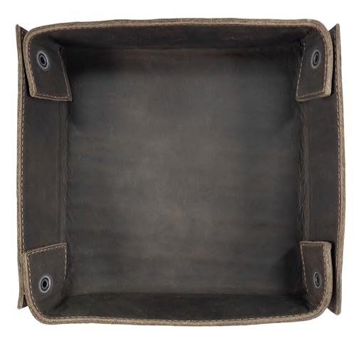 Hide & Drink, Leather Catchall Change Keys Coins Jewels Box Tray Big Storage, Handmade Includes 101 Year Warranty :: Dark Jade - color: Dark Jade