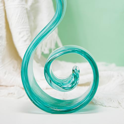 11.4" Tall Hand-Blown Glass Sculpture Murano-Style Sculpture Art Ornament Statue Figurines Home Decor Accent Piece Coastal Ocean Nautical Home Decor,Shelf,TV Stand,Tabletop Centerpieces,Wonderful Gift - color: Light Green