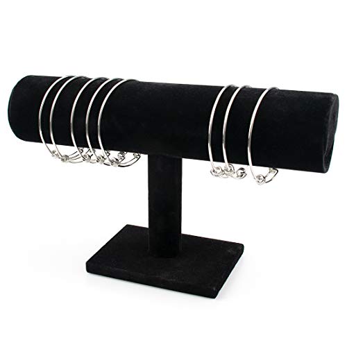 Foraineam 4-Pack Black Velvet T-Bar Jewelry Display Stands Watch Necklace Bracelet Organizer