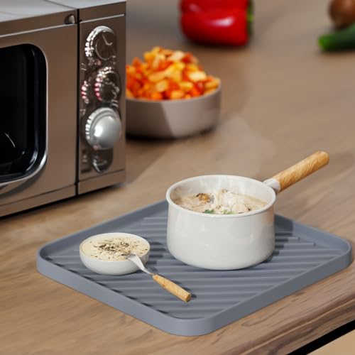 Silicone Organizer Tray for Kitchen Sink and Bathroom, Dishwasher Tray, Versatile Bathroom and Drawer Organizer Trays, Non-Slip Countertop （Gray） - color: Gray