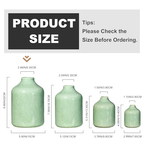 Sunddo Modern Green Vase - 8 Inch Ceramic Flower Vases Home Decor, Minimalist Decorative Vase for Centerpiece, Dining Table, Living Room, Office Desk Decor, Dresser, Easter Table Decoration - color: Green, size: 8 inch