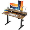 Agilestic 48 x 24 Inches Electric Standing Desk with 2 Storage Drawers, Adjustable Height Sit and Stand Computer Table with Splice Board, Rustic Brown - color: Rustic Brown, size: 48 x 24 Inches with 2 drawers