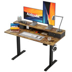 Agilestic 48 x 24 Inches Electric Standing Desk with 2 Storage Drawers, Adjustable Height Sit and Stand Computer Table with Splice Board, Rustic Brown - color: Rustic Brown, size: 48 x 24 Inches with 2 drawers