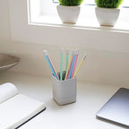 KIBAGA Aesthetic Pen Holder for Desk - Modern Concrete Pencil Holder - Cute and Functional Desk Organizer for Office Supplies - Stylish Office Decor Pen Cup