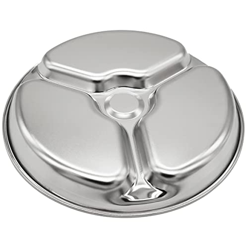 Korean Stainless Steel Divided Plates for Toddlers, Kids, Babies, 8-Inch, Premium 304, Electro-Polished, No Black Residue, BPA-Free, Round 3-Compartment Food Tray, Camping, Diet Control, Set of 2 - size: 3 Compartments (Round)