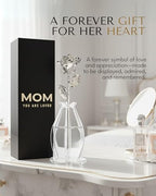 Forever Rose Bloom Box & Phantom Vase Combo, Silver Dipped Rose in a Personalized Gift Box That Says Mom You are Loved Embossed in Gold Foil, Unique & Everlasting Gift for Any Occasion - color: Silver Rose (Vase & Mom You Are Loved Box)