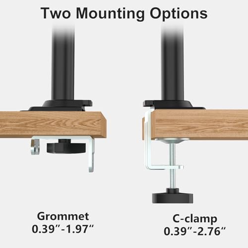 WALI Dual Monitor Mount, 13-33 Inch Adjustable Dual Monitor Arm for Desk Holds Max 19.8 lbs Screens, Swivel Vesa Bracket with C Clamp, Grommet Mounting, Monitor Arms for 2 Monitors (GSDM002) - size: 13"-33", style: Dual Arms