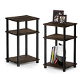 Furinno Just 3-Tier Turn-N-Tube End Table / Side Table / Night Stand / Bedside Table with Plastic Poles, 2-Pack, Columbia Walnut/Black - color: Columbia Walnut/Black, size: 3-Tier, Round Pole, style: 2-Pack