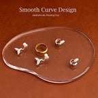 Acrylic Jewelry Dish Tray trinkets Organizer - 8mm Thickened Crystal Clear, Elegant Shape for Rings Necklaces Watches - Multi-Use Display for Perfume, Aromatherapy & Vanity Table Decor