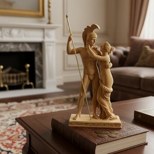 Velvet Flocked Statue Ares & Aphrodite, Flocked Sculpture Mythological Symbolism Figurine for Living Room, Bookshelf, Offices, Table Decor (Brown) - color: Ares & Aphrodite-brown