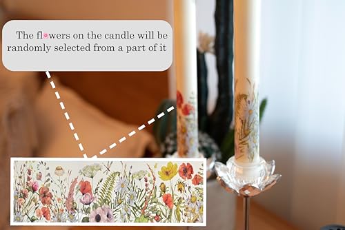 Flameless Taper Candles Flickering with Remote and Timer, 3D Moving Flame Taper Candle Battery Operated to 400 Hours, 9 Inch Window Candles, (Wild Flower) - color: Wild Flower