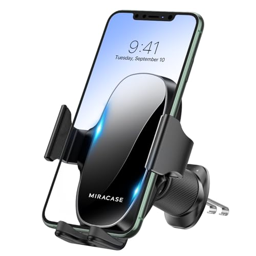 Miracase Phone Holders for Your Car with Metal Hook Clip, Air Vent Cell Phone Car Mount, Hands Free Universal Automobile Cradle Fit for iPhone Android and All Smartphones, Classic Black - color: Black, size: 1 Pack