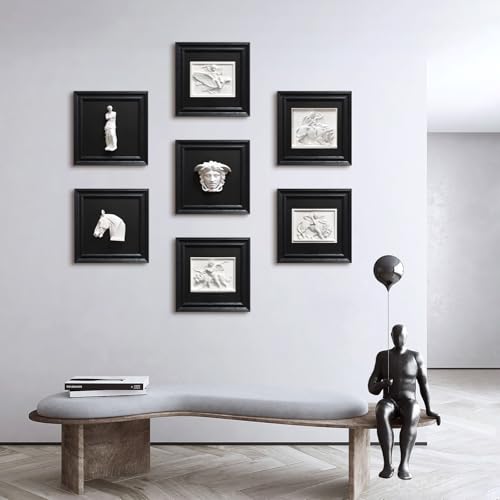 FOLKOR LIFE Cherub Angels Framed Wall Art Sculpture for Modern Classical Decor, Black and White Wall Decor Greek Mythology Cupid God of Love Classic Figurine for Room Decor, Gift for Anniversary - color: Cupid Statue SY01